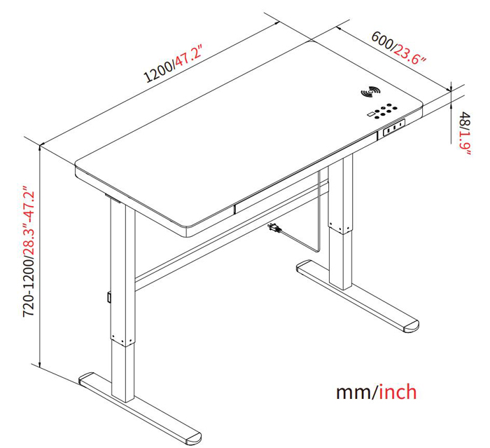 VM-GHED121D-G2 钢化玻璃款电动升降桌