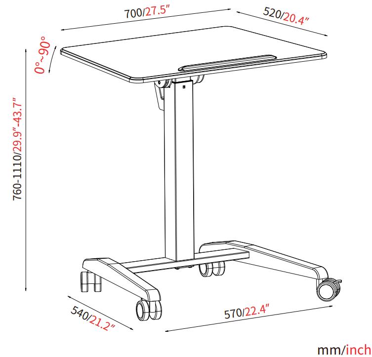 VM-FDS112B 可翻转移动升降桌