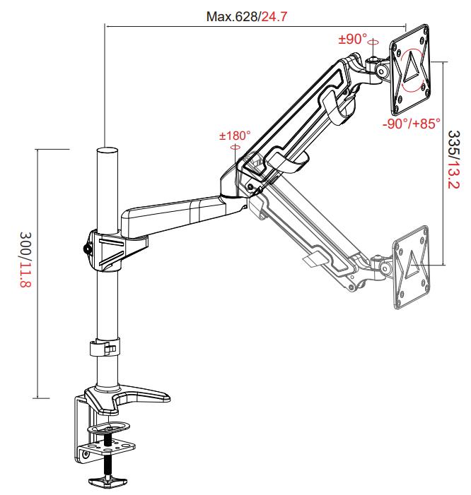 VM-GE512D 单屏桌夹显示器支架