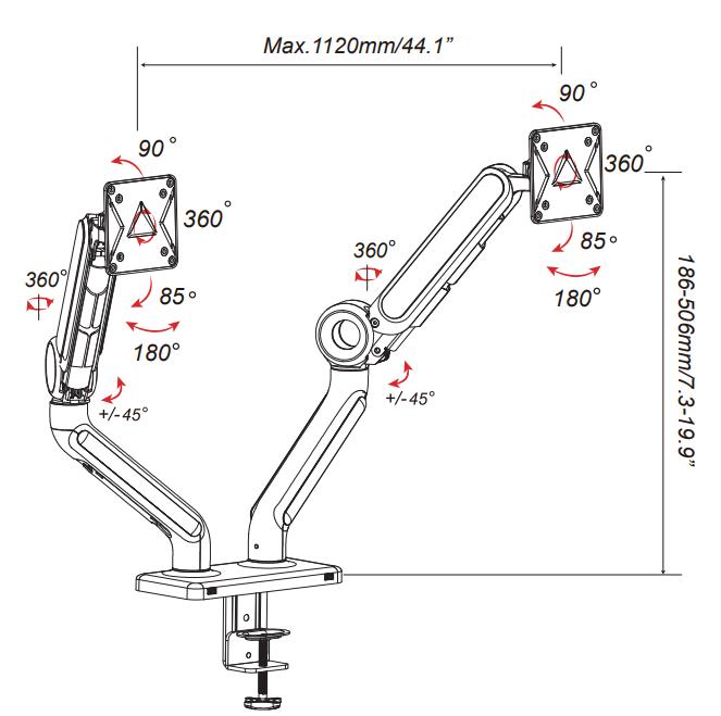 VM-GE62U 双屏带USB显示器支架