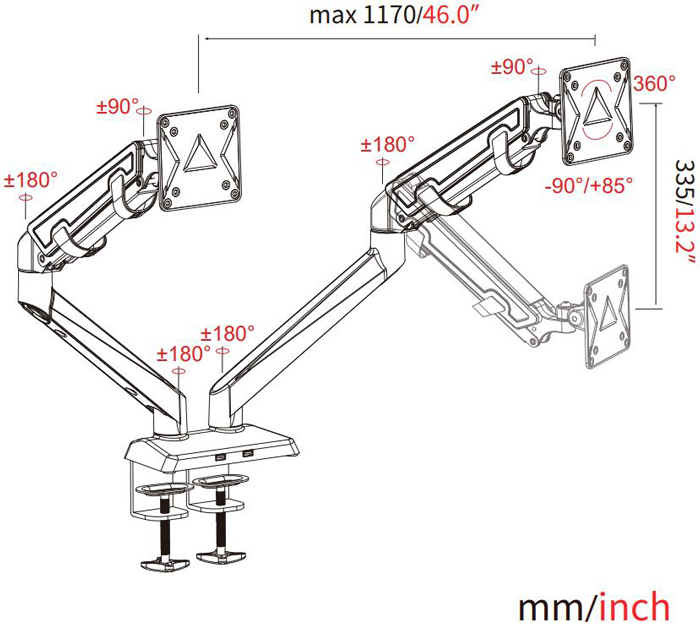 VM-GE52U 双屏带USB显示器支架