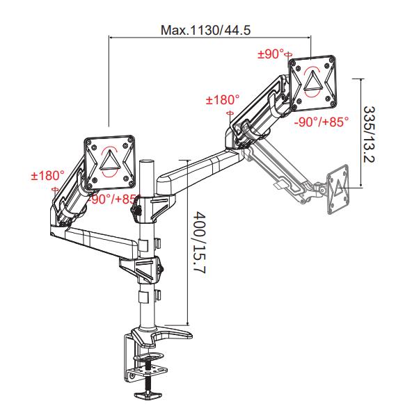 VM-GE524D 桌夹式双屏显示器支架
