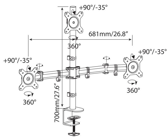 VM-D30A 三屏立式显示器支架